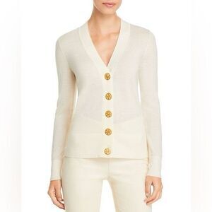 Tory Burch Simone V-Neck Cardigan Merino Wool Medium
